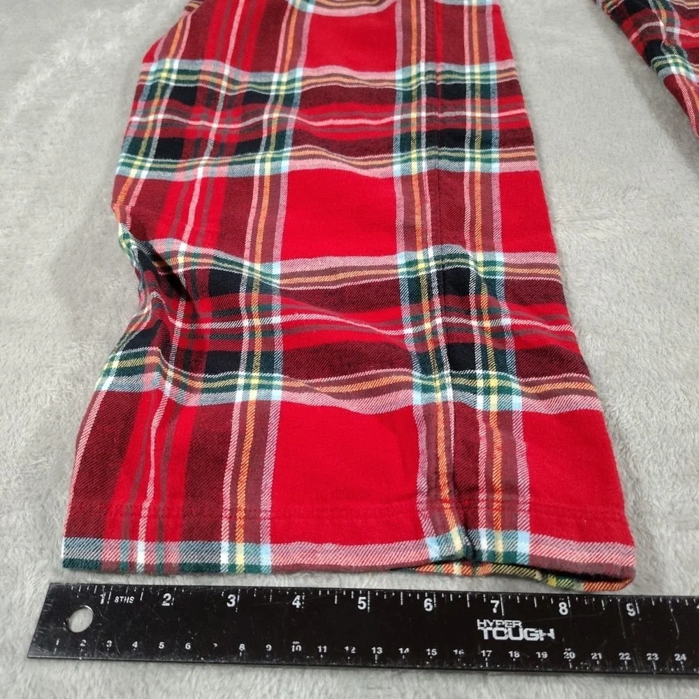 Lot‎ O 2 Lands' End Flannel Pajama Pants Ladies L Red Plaid Camping Warm Winter